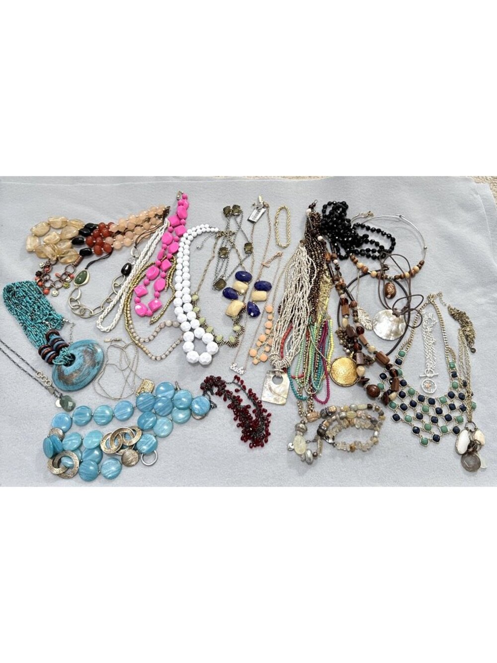 Costume Jewelry Lot Wearable 3 Lbs Necklaces Chunky Beaded Boho Vacation Summer
